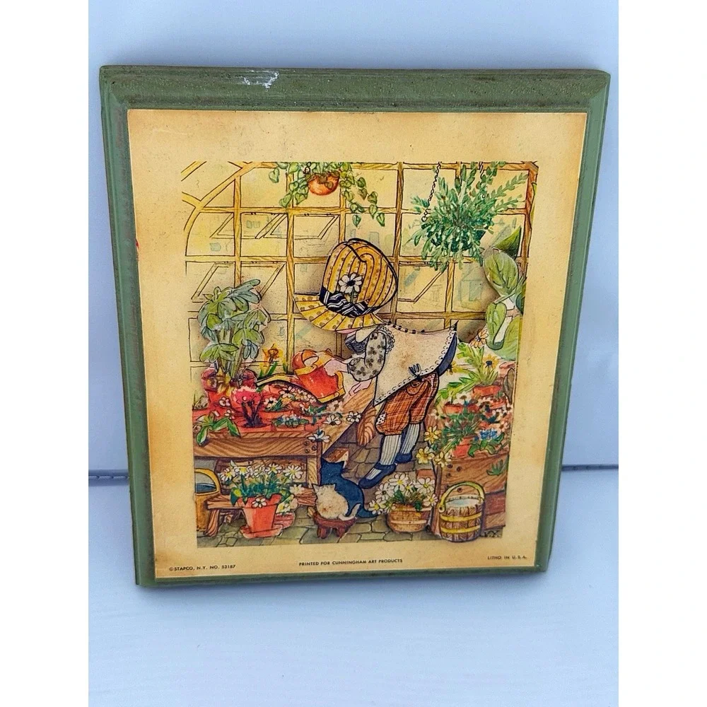 Vintage Stapco Little Ivy Series 1970's Cunningham Art Products Litho Plaque